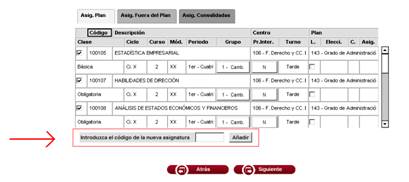 captura matricula optativas