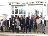 Foto de familia de autoridades asistentes al acto organizado con motivo de la festividad de la patrona de la EPS de Belmez