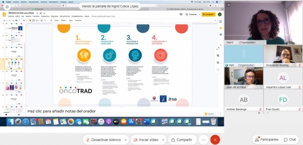 Rueda de prensa virtual de OncoTrad con los profesores Ingrid Cobos y Juan de la Haba y el vicerrector de Investigación y Transferencia de la UCO Enrique Quesada